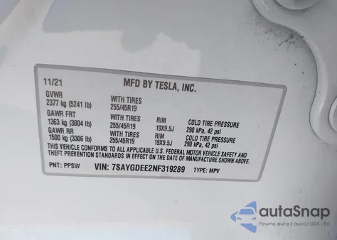 2022 Tesla Model Y Long Range Dual Motor All-Wheel Drive from USA, damaged, VIN 7SAYGDEE2NF319289